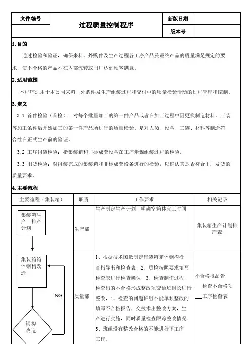 ISO9001过程质量控制程序