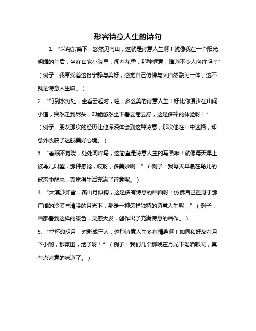 形容诗意人生的诗句