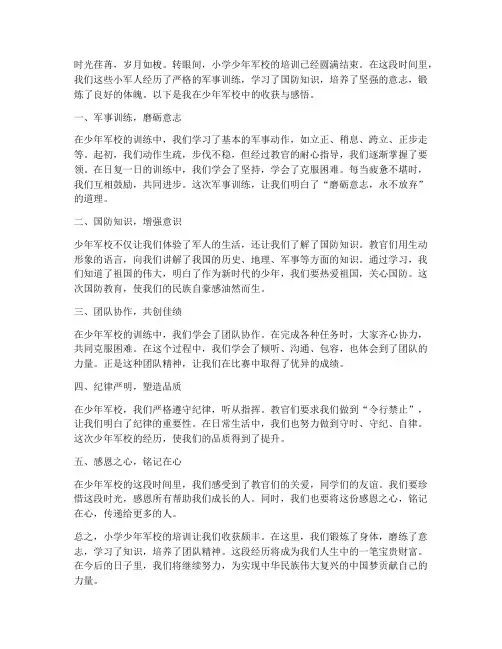 小学少年军校总结范文