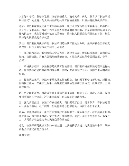 执法严明发言稿范文