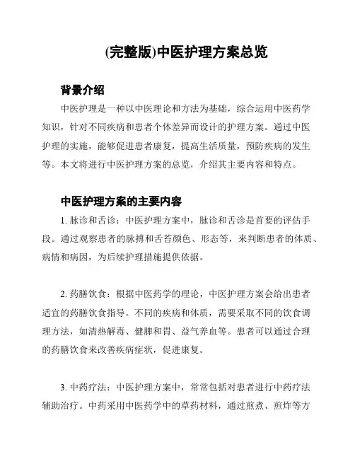 (完整版)中医护理方案总览