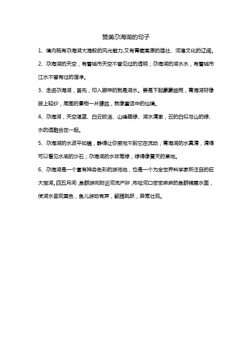 赞美尕海湖的句子