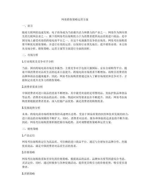 网易销售策略运营方案