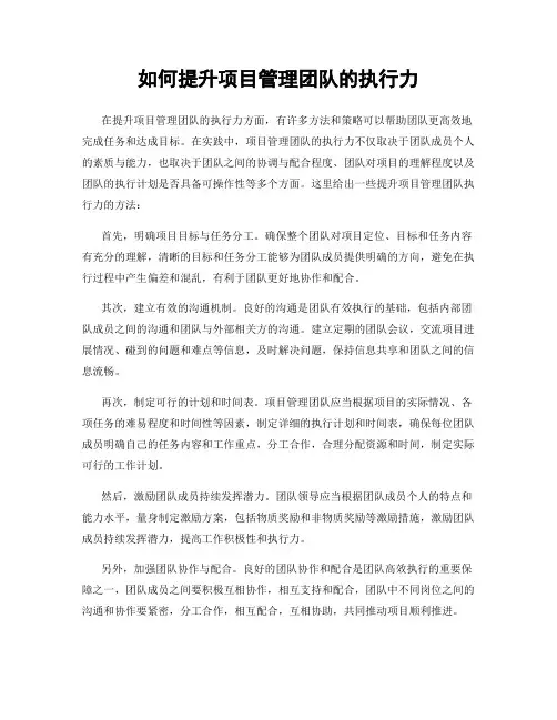 如何提升项目管理团队的执行力