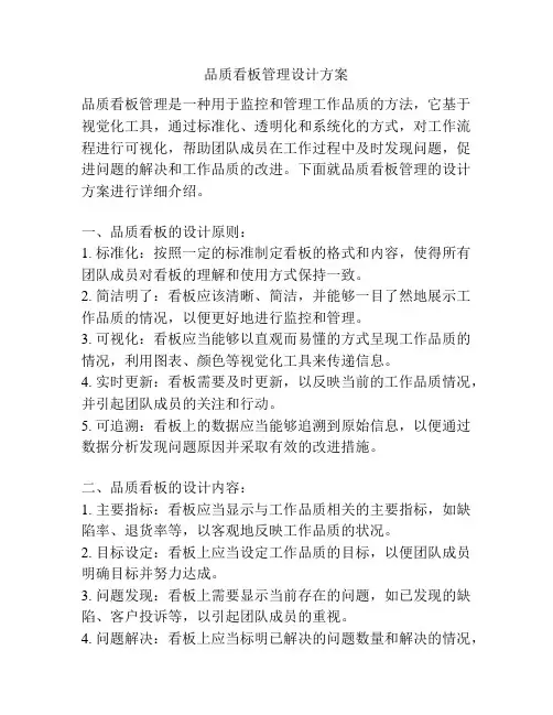 品质看板管理设计方案