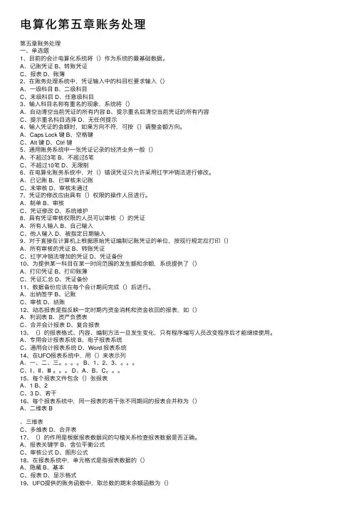 电算化第五章账务处理