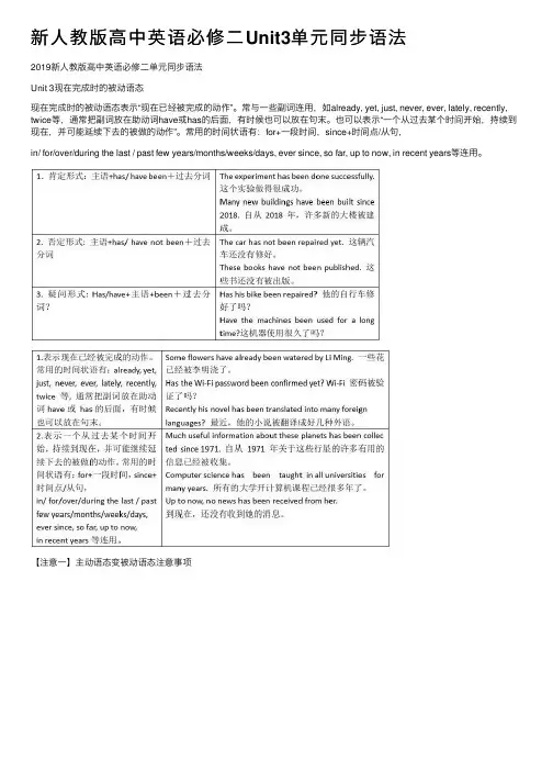 新人教版高中英语必修二Unit3单元同步语法