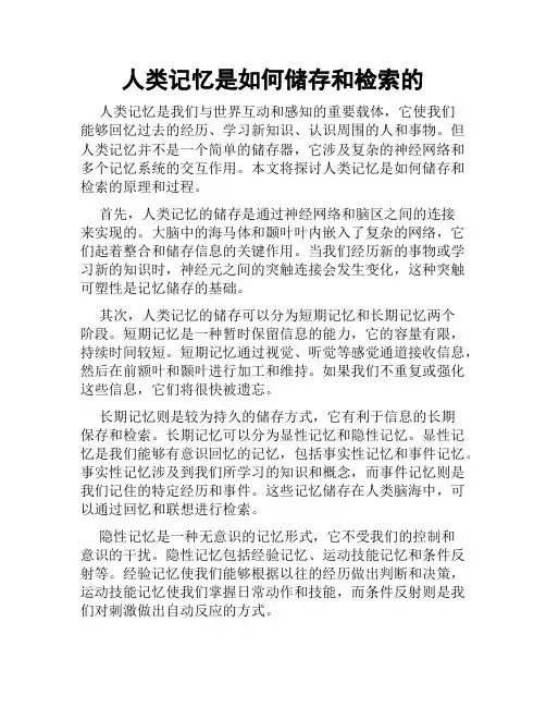人类记忆是如何储存和检索的