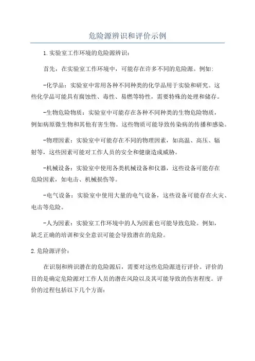 危险源辨识和评价示例