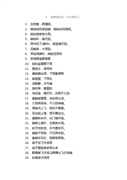 动物预报天气的民间谚语