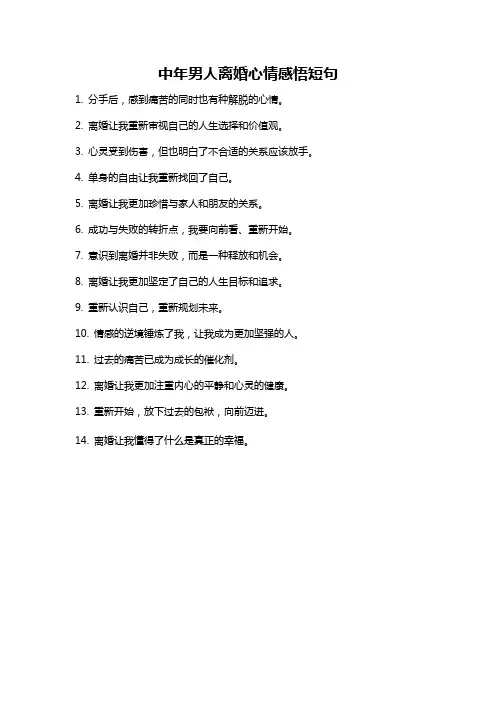 中年男人离婚心情感悟短句