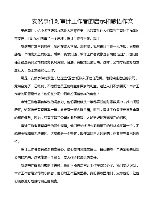 安然事件对审计工作者的启示和感悟作文