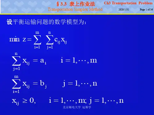 北邮运筹学ch33 表上作业法.ppt
