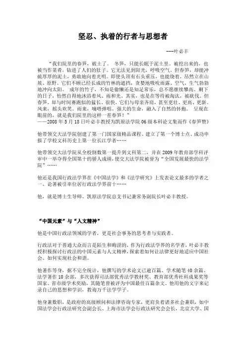 叶必丰：坚忍、执着的行者与思想者