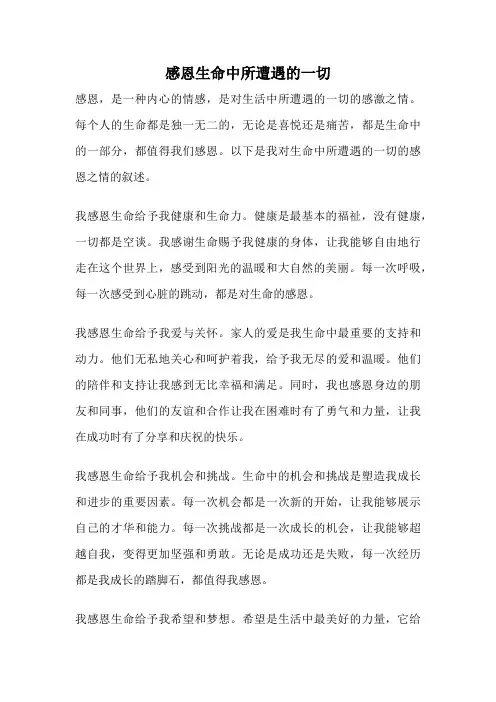 感恩生命中所遭遇的一切