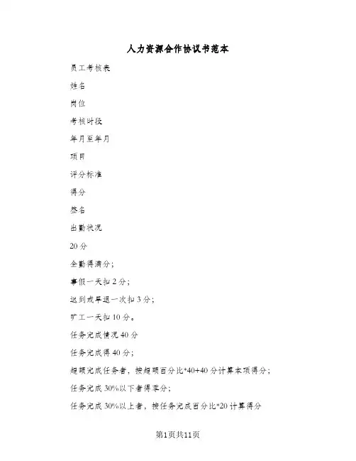 人力资源合作协议书范本(四篇)