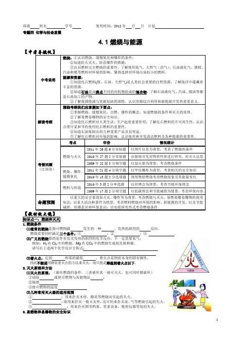 4.1燃烧与能源【中考化学专题复习】