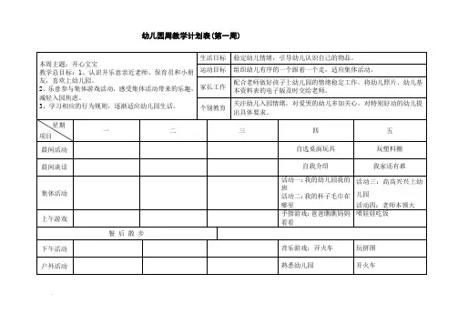 小班周计划表