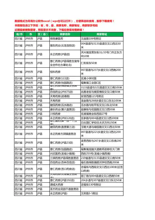2020新版四川省泸州市泸县药工商企业公司商家名录名单黄页联系电话号码地址大全194家