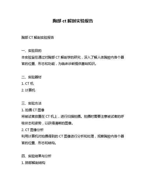 胸部ct解剖实验报告