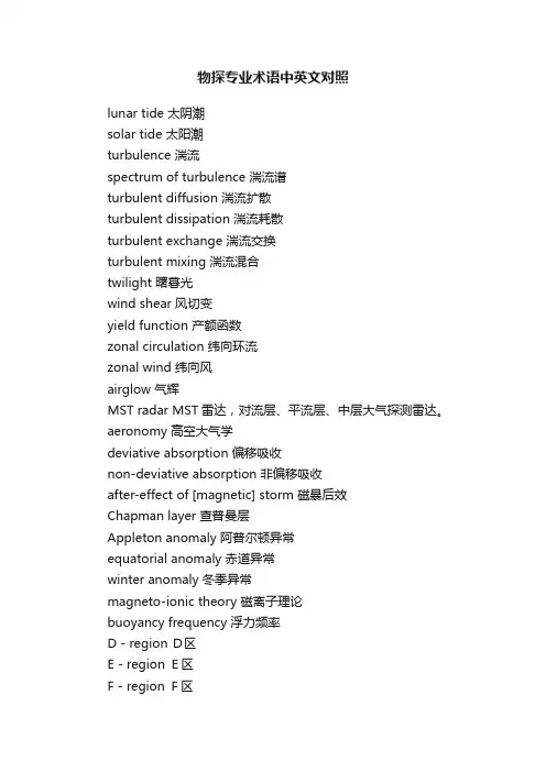 物探专业术语中英文对照