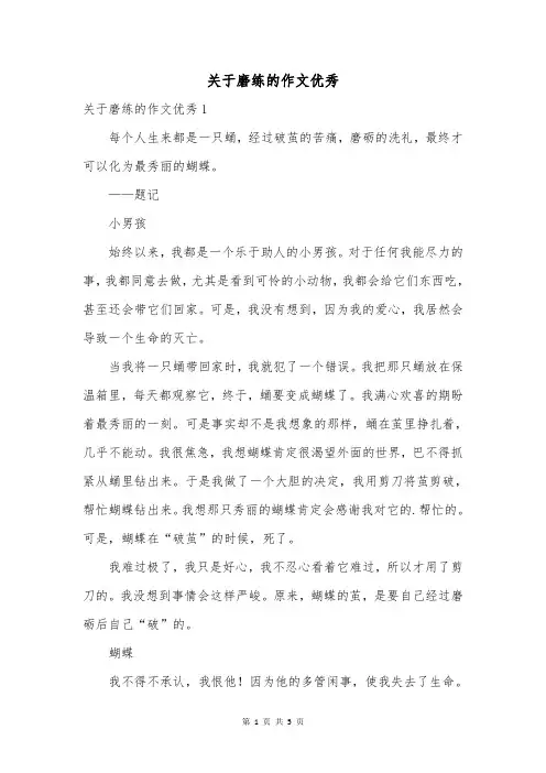 关于磨练的作文优秀