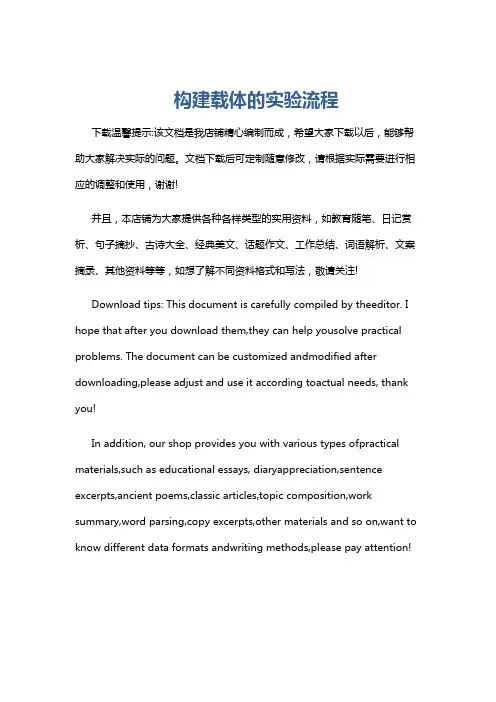 构建载体的实验流程