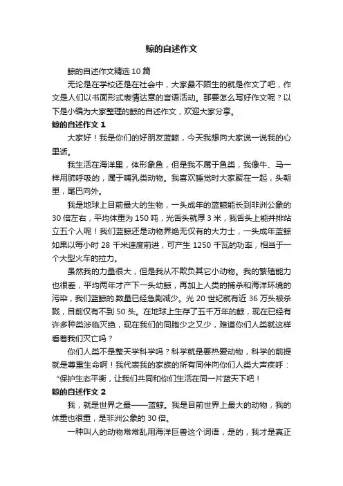 鲸的自述作文