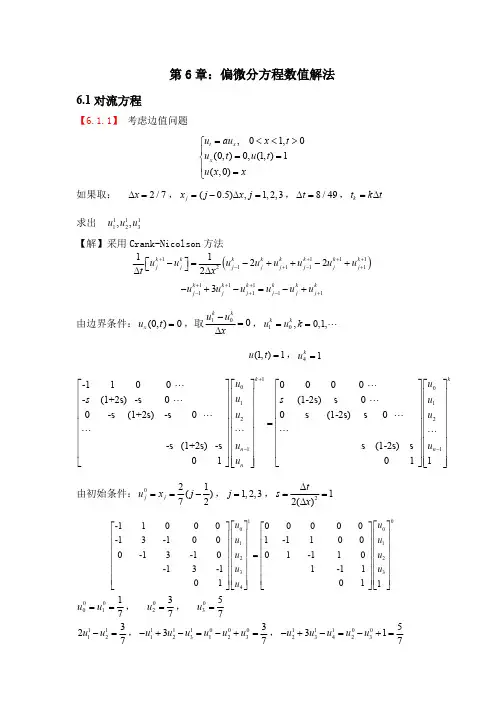 计算物理学(刘金远)课后习题答案第6章：偏微分方程数值解法 