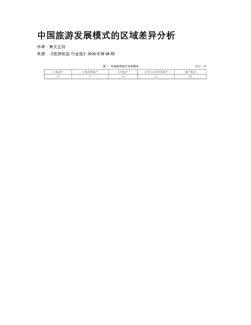 中国旅游发展模式的区域差异分析