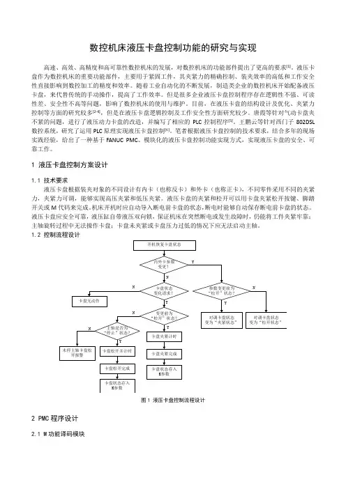 数控机床液压卡盘控制功能的研究与实现