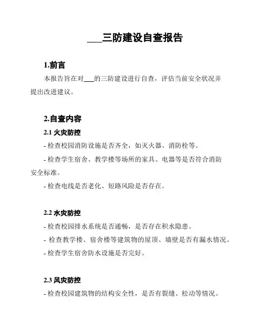 ___三防建设自查报告