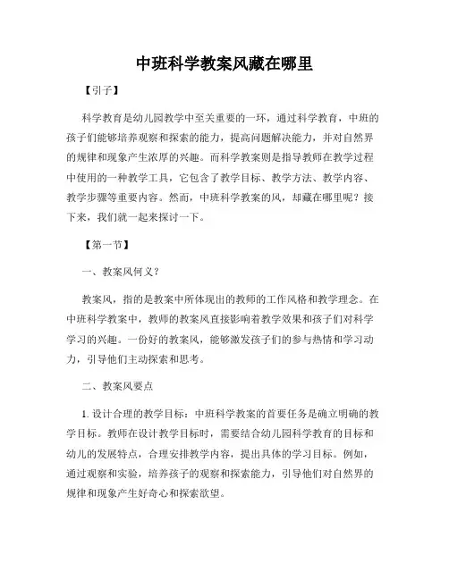 中班科学教案风藏在哪里