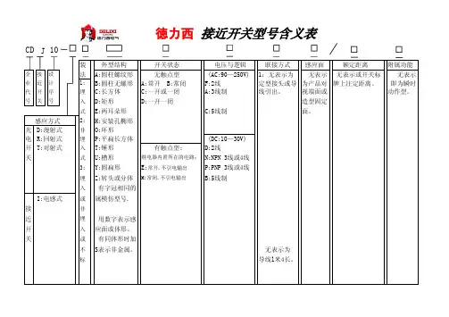 德力西接近开关型号含义表