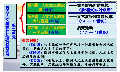 历史必修三第5课 西方人文主义思想的起源 课件(共28张PPT)[优秀课件][优秀课件]