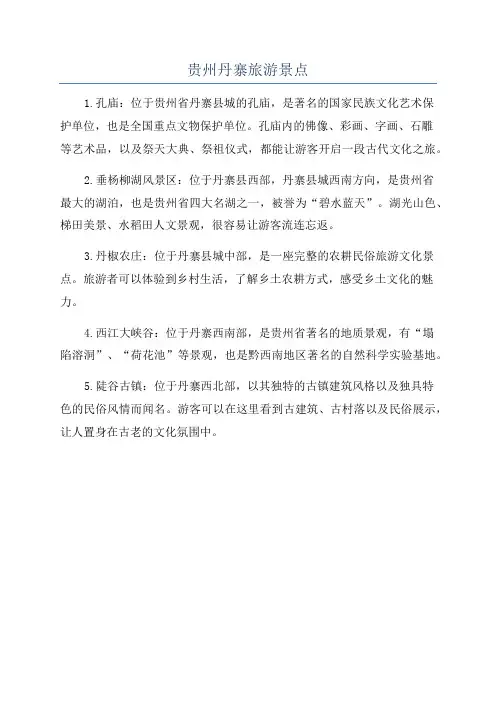 贵州丹寨旅游景点