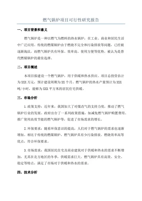 燃气锅炉项目可行性研究报告