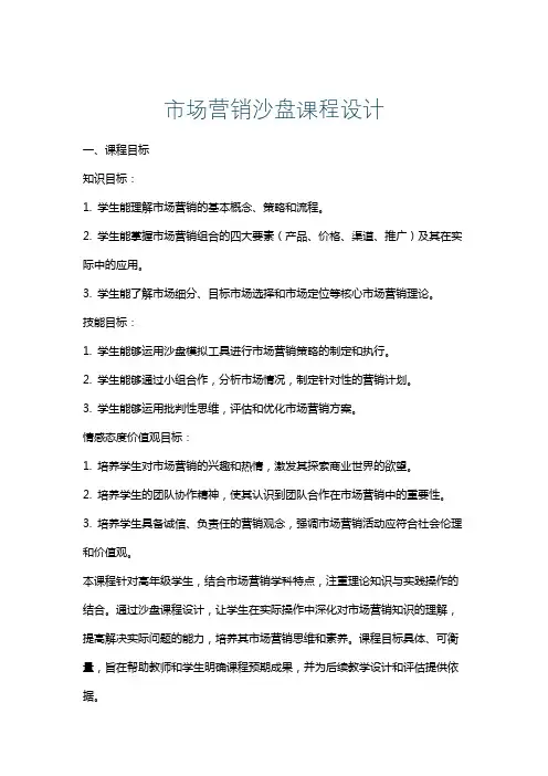 市场营销沙盘课程设计