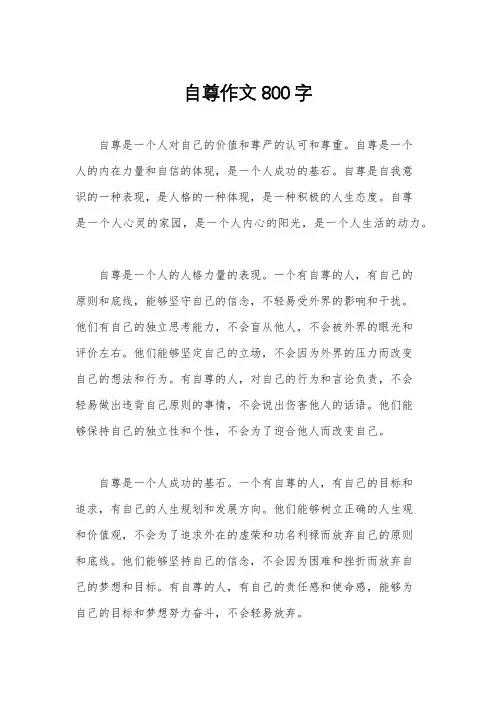 自尊作文800字