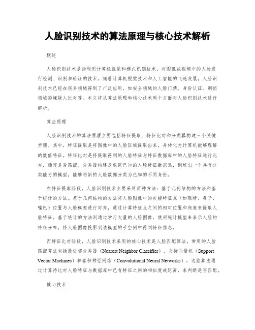 人脸识别技术的算法原理与核心技术解析