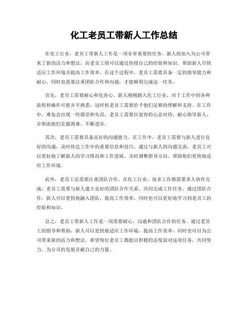 化工老员工带新人工作总结