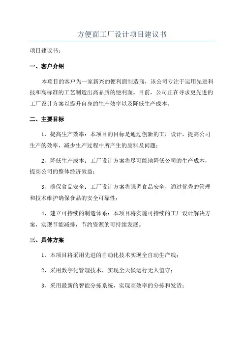 方便面工厂设计项目建议书