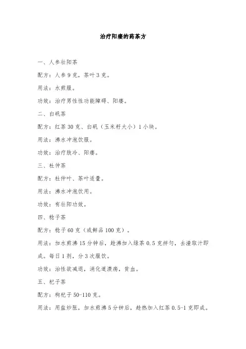 治疗阳瘘的药茶方