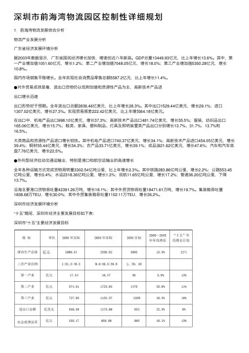 深圳市前海湾物流园区控制性详细规划