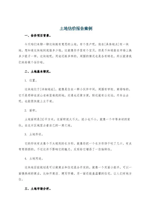 土地估价报告案例