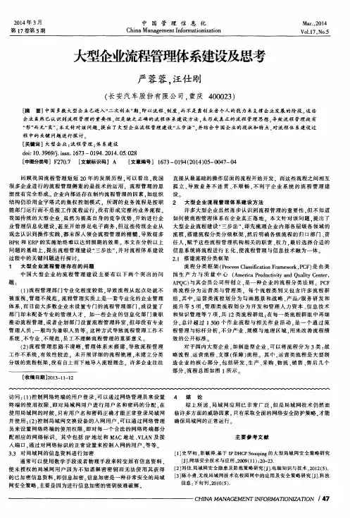大型企业流程管理体系建设及思考
