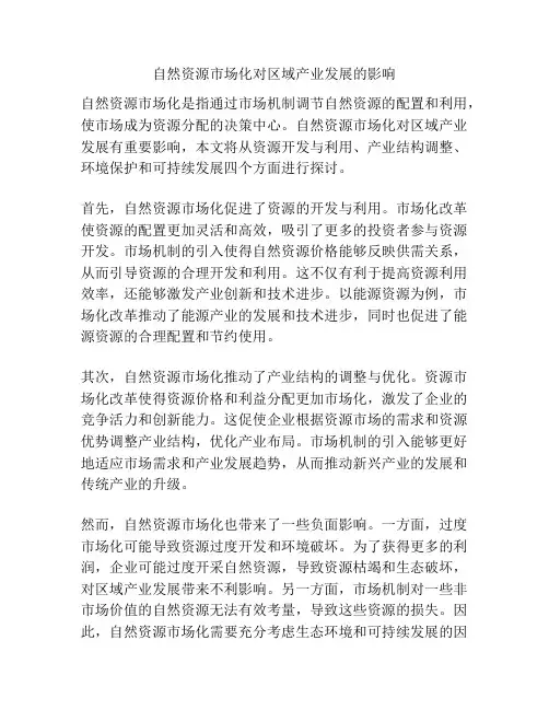 自然资源市场化对区域产业发展的影响
