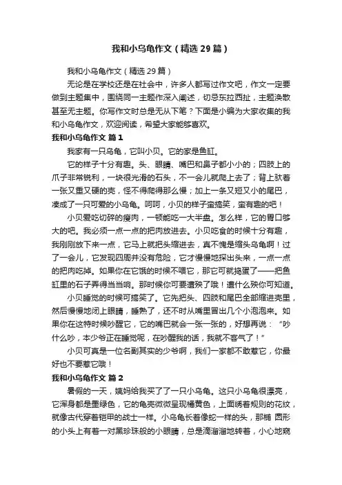 我和小乌龟作文（精选29篇）