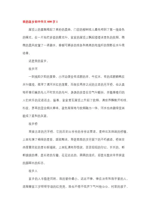 我的故乡作文500字的600字左右七年级