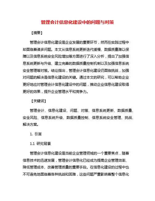 管理会计信息化建设中的问题与对策